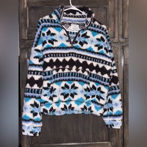Aerie Blue and Black Patterned Sweater